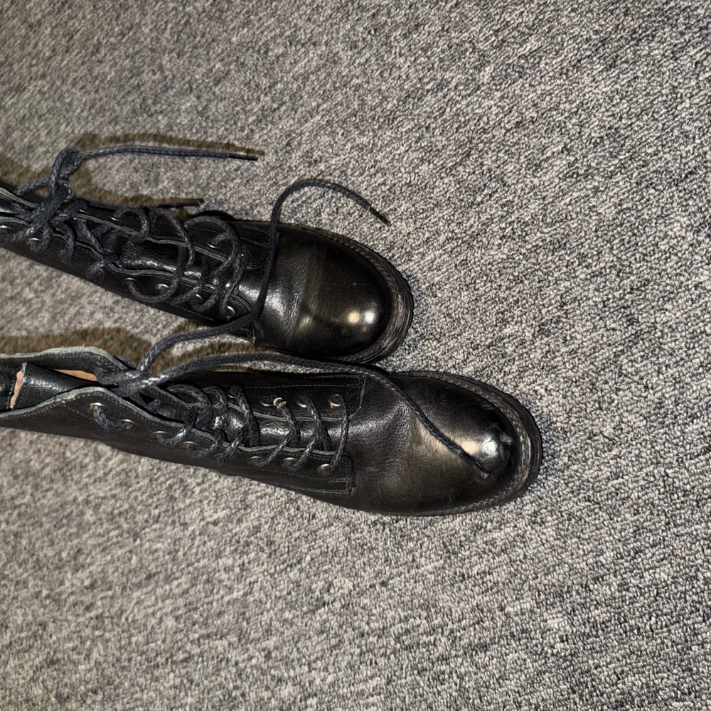 FRYE Veronica Flex Combat In Black Leather - Picture 2 of 7
